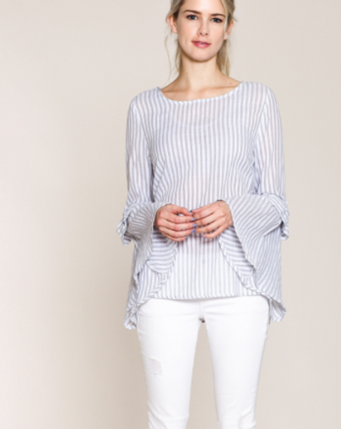 Listicle Striped Bell Sleeve Top
