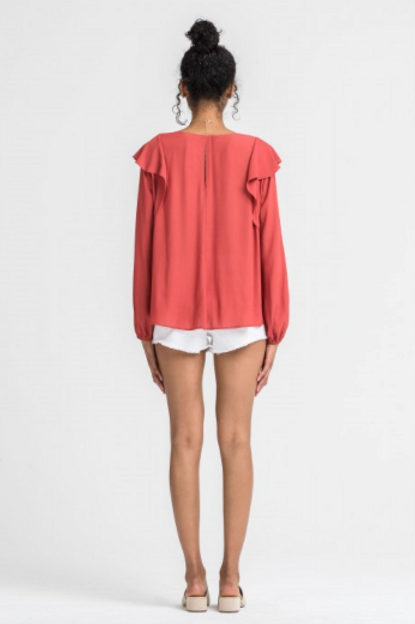 Lush Long Sleeve Ruffle Blouse