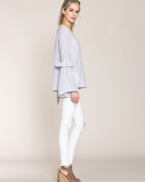 Listicle Striped Bell Sleeve Top