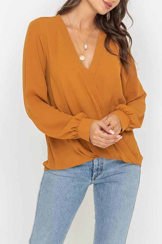 Grady Lush Crossover Blouse Pumpkin