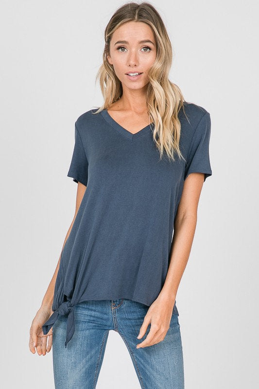 V-Neck Side Tie Tee