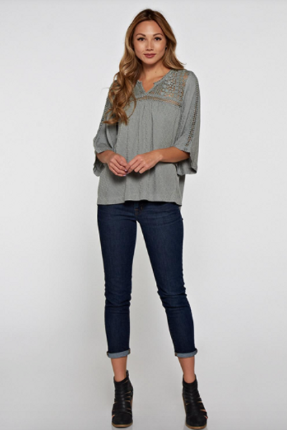Love Stitch Crochet Lace Top Sage