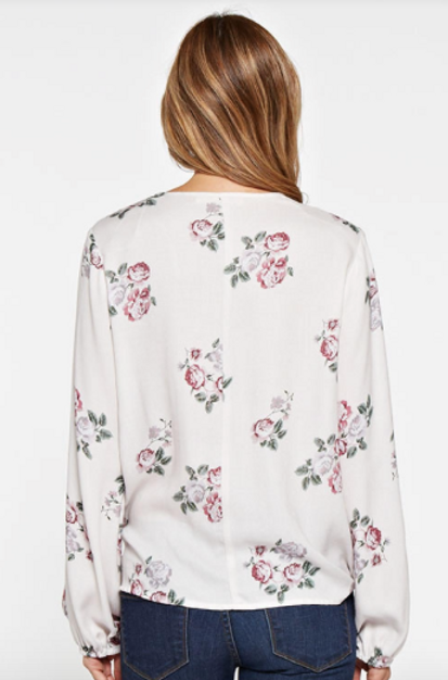 Love Stitch All Over Floral Long Sleeve Top