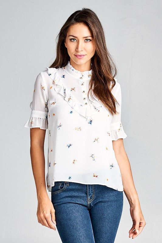 Chiffon Feather Blouse