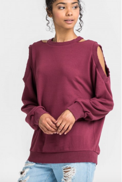 Lush Cold Shoulder Pullover