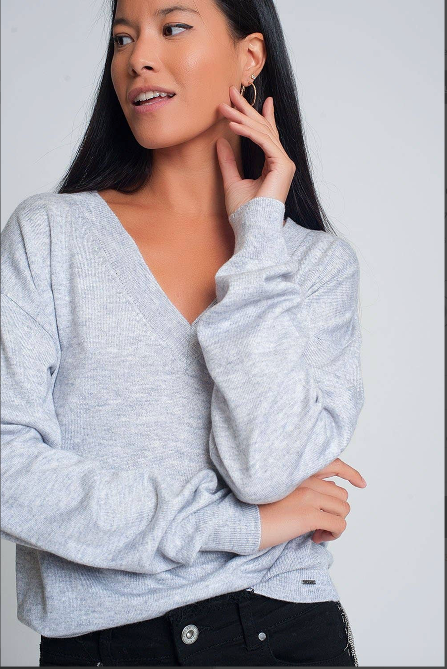 Fine Knit Gray Sweater