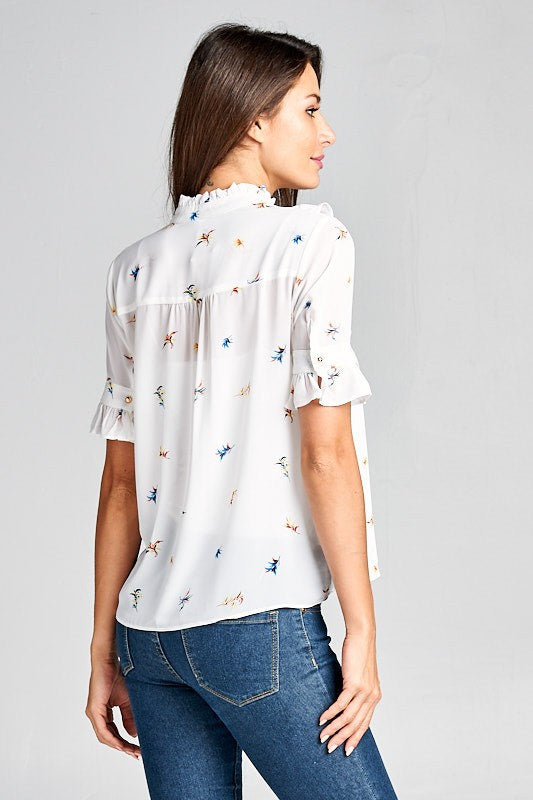 Chiffon Feather Blouse