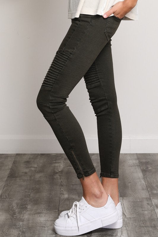 Skinny Moto Jean Dark Olive