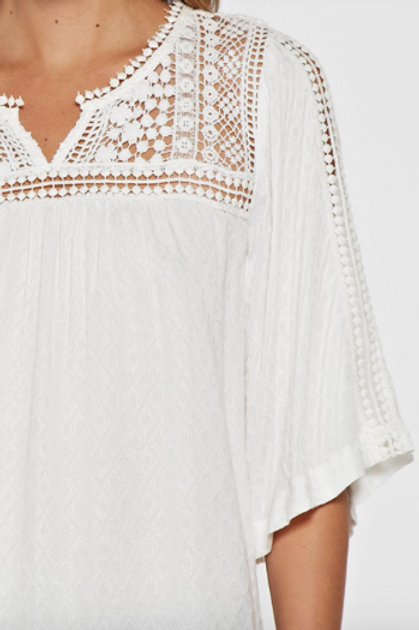 Love Stitch Crochet Top Ivory
