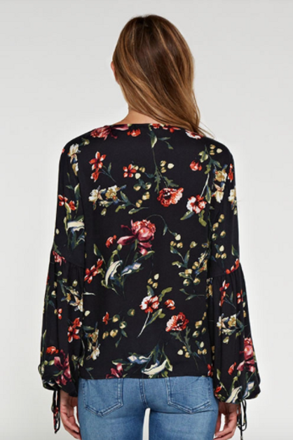 Love Stitch Printed Surplice Top
