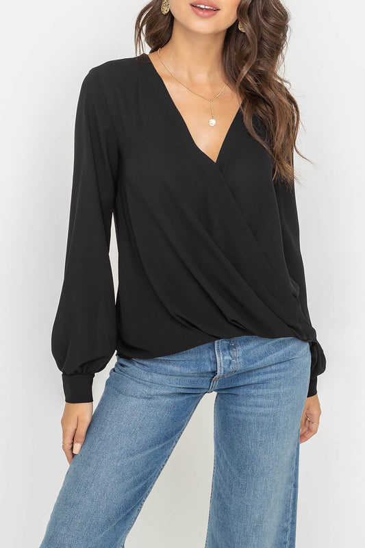 Grady Lush Crossover Blouse Black