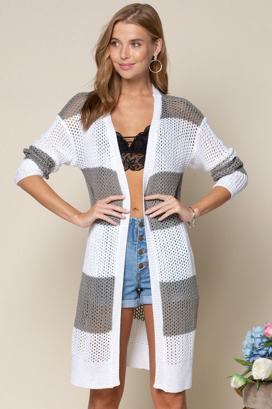 Breezy Stripe Sweater Cardigan