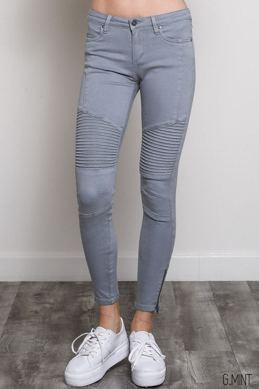 Skinny Moto Jean Gray Mint