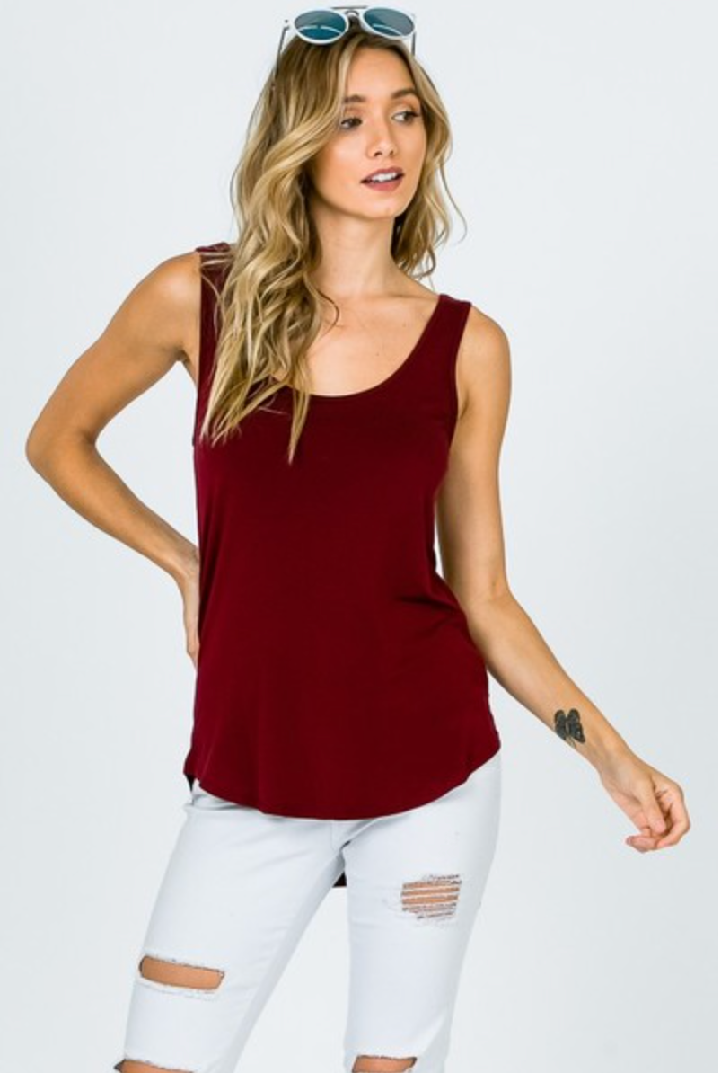 Emma's Closet Round Neck Tank Wine