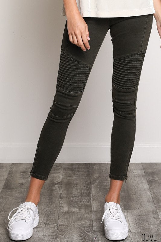Skinny Moto Jean Dark Olive