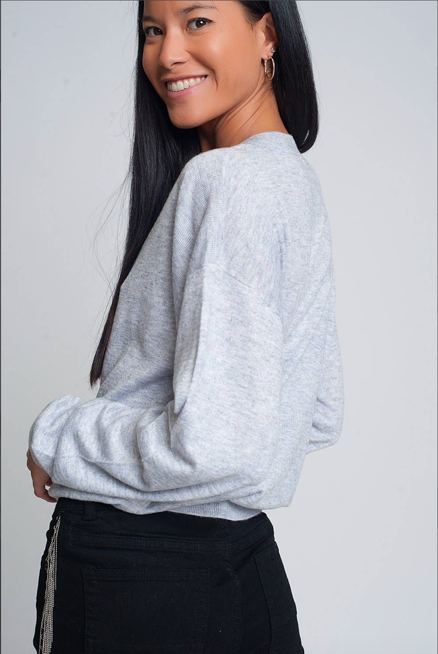 Fine Knit Gray Sweater