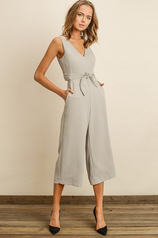 Cutout Wrap Jumpsuit Gray