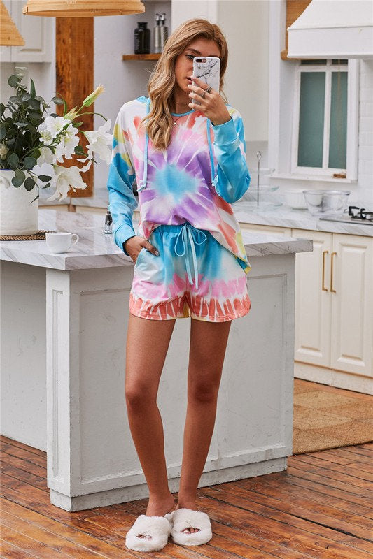 Rainbow Tie Dye Short Loungewear Set