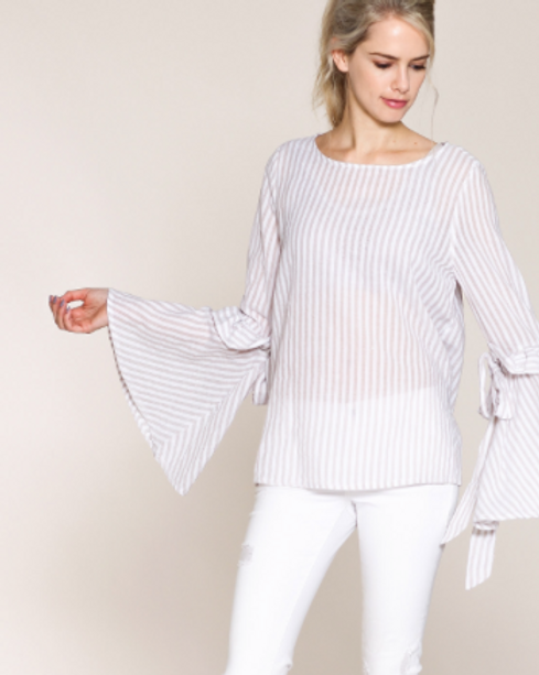 Listicle Striped Bell Sleeve Top