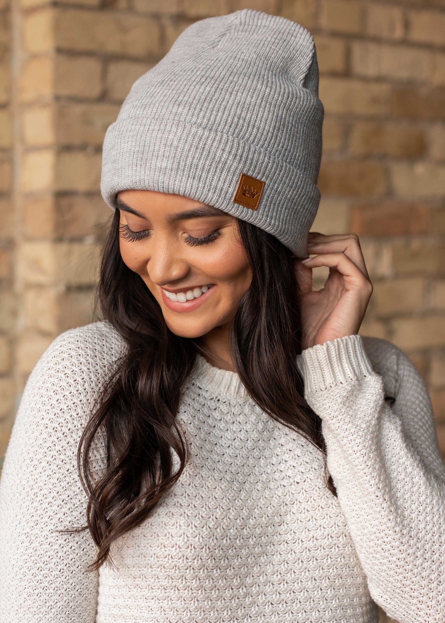 Grey Cuffed Slouchie Beanie
