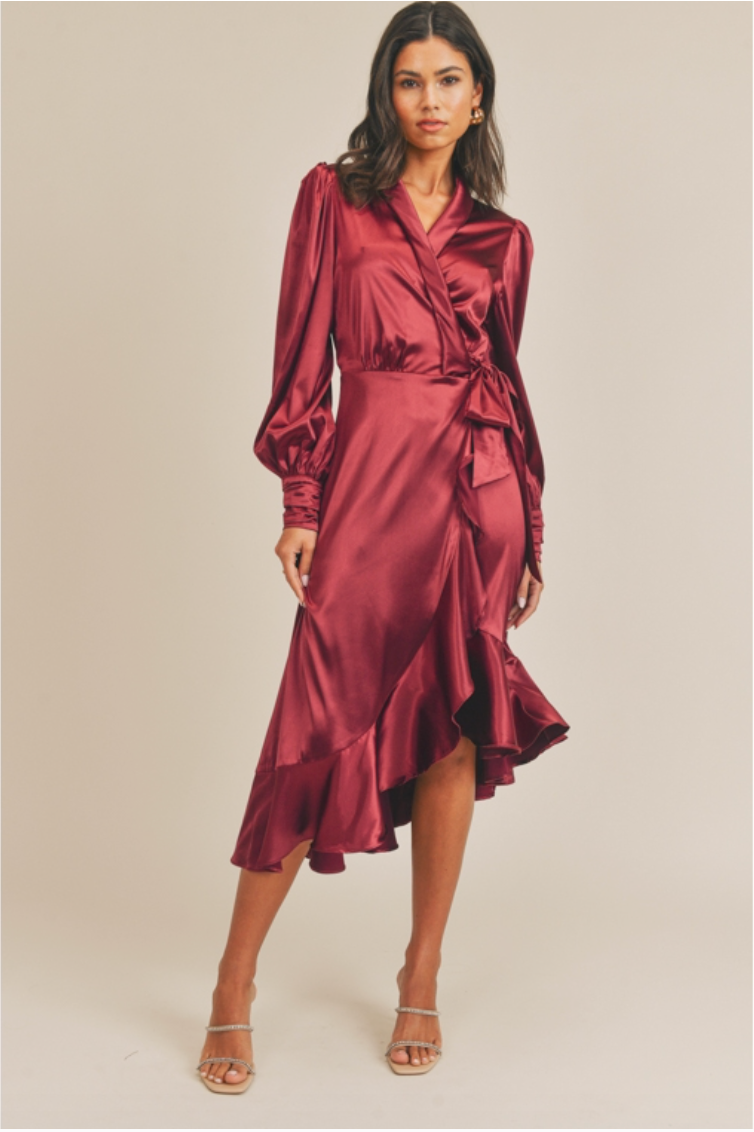 Candace Satin Wrap Dress