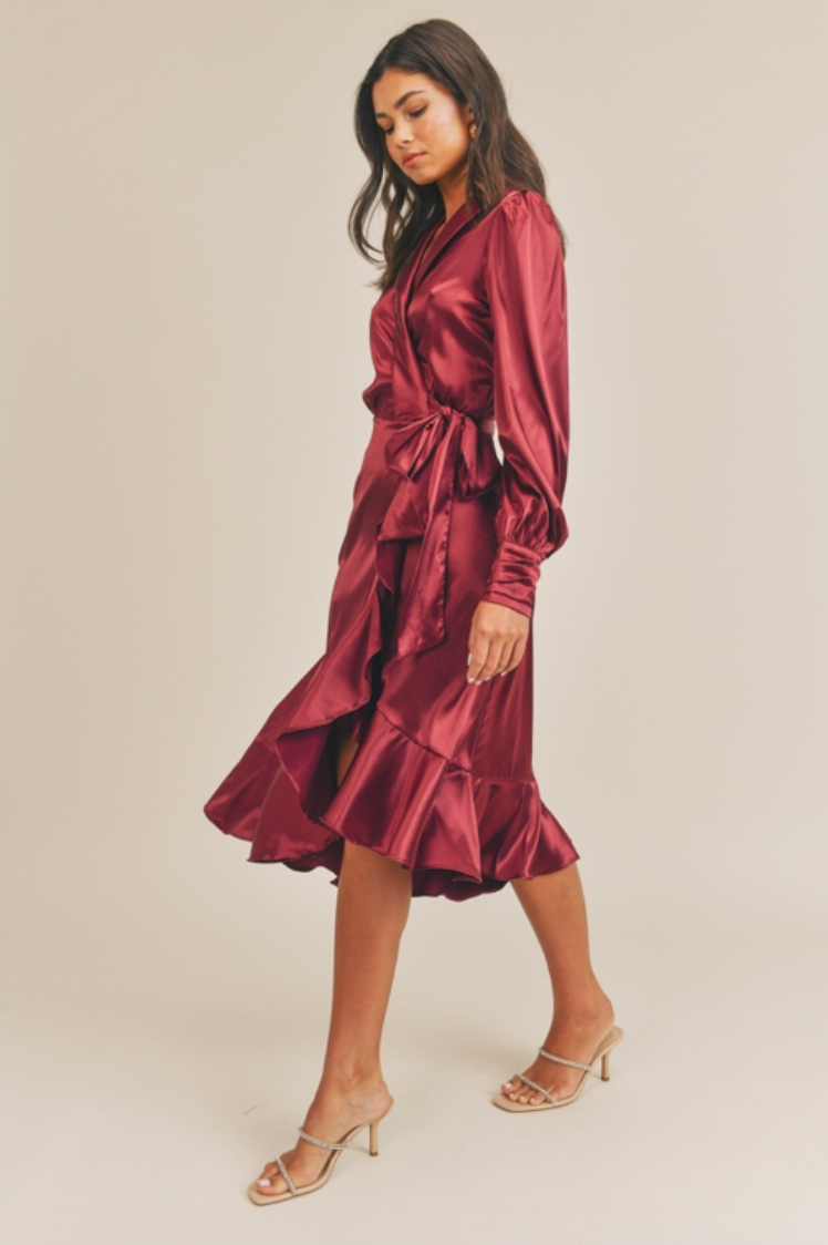 Candace Satin Wrap Dress