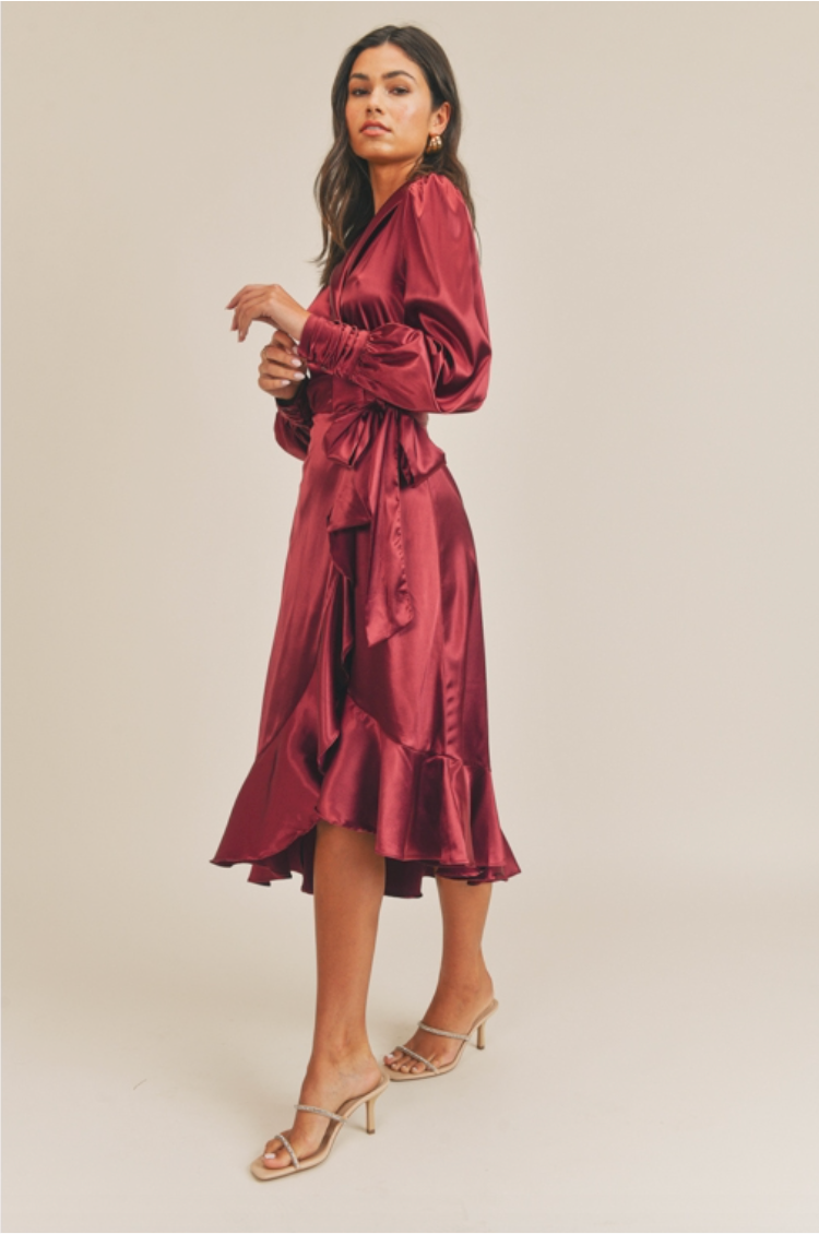 Candace Satin Wrap Dress