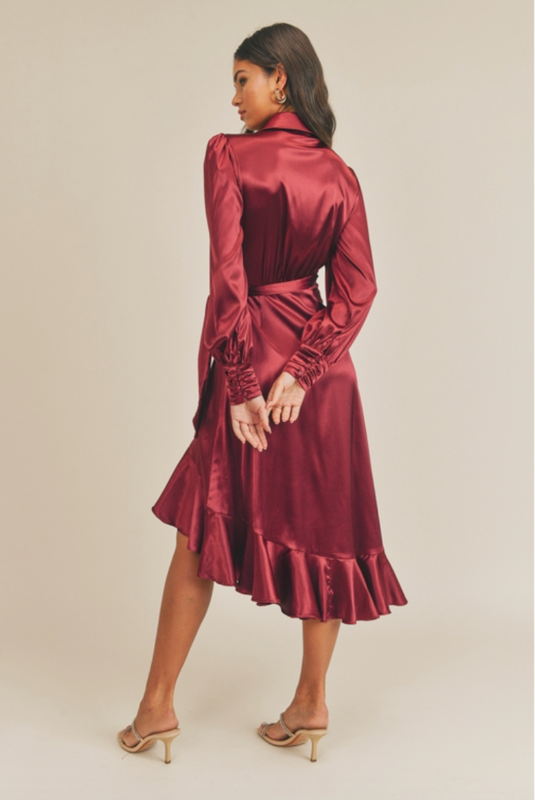 Candace Satin Wrap Dress
