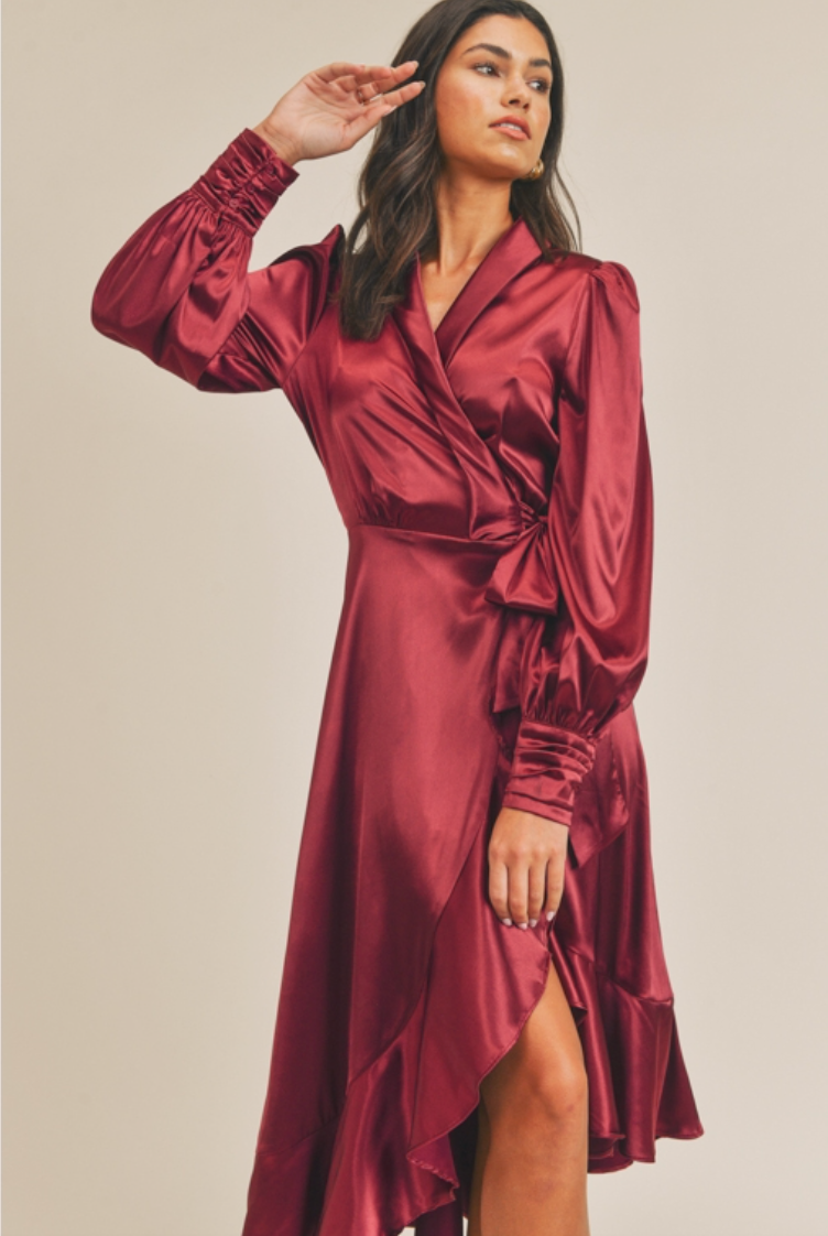 Candace Satin Wrap Dress